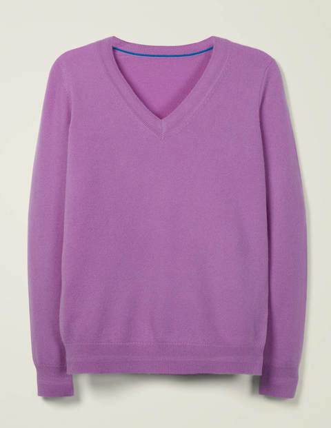 Kaschmirpullover Mit V-Ausschnitt - Lila Kaschmirpullover Mit V-Ausschnitt - Lila