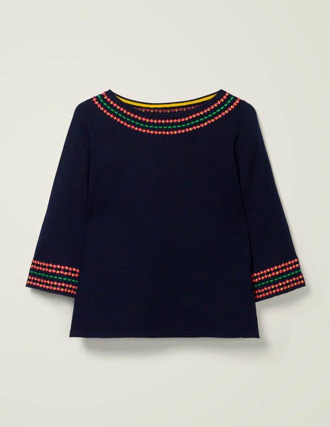 Monmouth Embroidered Jumper - Navy Monmouth Embroidered Jumper - Navy