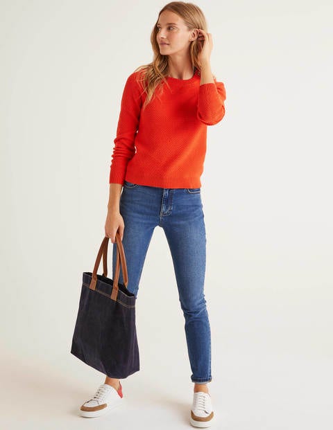 Pullover Mit Knöpfen An Der Schulter - Orangerot Pullover Mit Knöpfen An Der Schulter - Orangerot