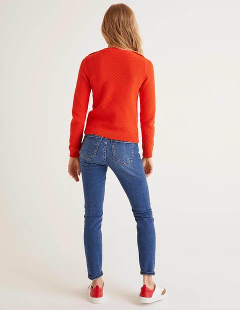 Pullover Mit Knöpfen An Der Schulter - Orangerot Pullover Mit Knöpfen An Der Schulter - Orangerot