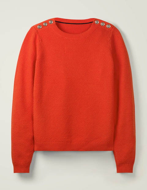 Pullover Mit Knöpfen An Der Schulter - Orangerot Pullover Mit Knöpfen An Der Schulter - Orangerot