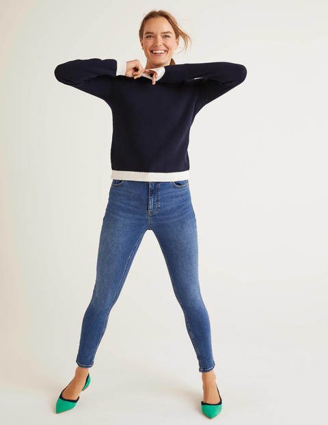 Bude Cotton Textured Jumper - Navy Bude Cotton Textured Jumper - Navy