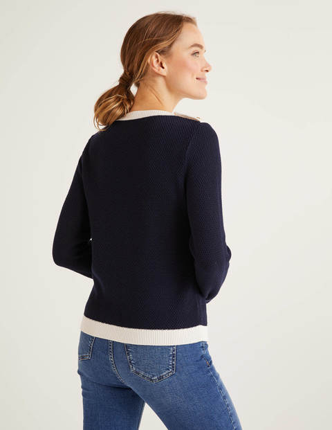 Bude Cotton Textured Jumper - Navy Bude Cotton Textured Jumper - Navy