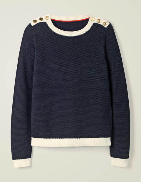 Bude Cotton Textured Jumper - Navy Bude Cotton Textured Jumper - Navy