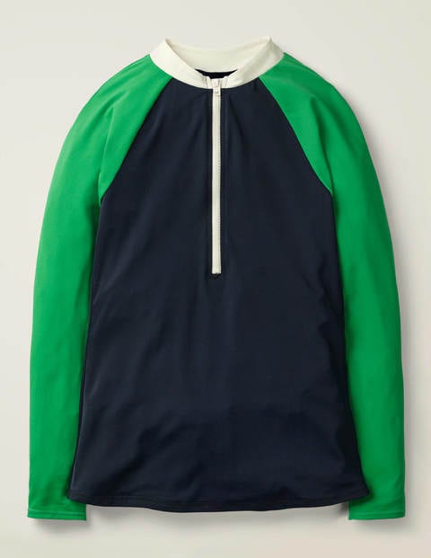 Badeshirt mit Reißverschluss - Navy/Regenbogen, Gestreift Badeshirt mit Reißverschluss - Navy/Regenbogen, Gestreift