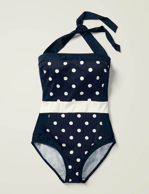Santorini Swimsuit - Navy, Linear Brand Spot Santorini Swimsuit - Navy, Linear Brand Spot