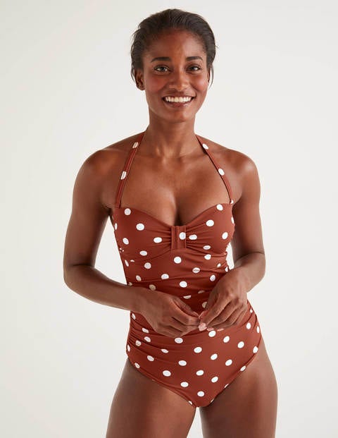 Ischia Bandeau Swimsuit - Conker, Linear Brand Spot Ischia Bandeau Swimsuit - Conker, Linear Brand Spot