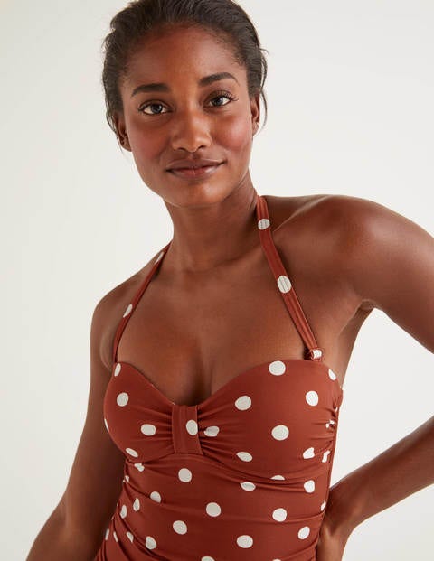 Ischia Bandeau Swimsuit - Conker, Linear Brand Spot Ischia Bandeau Swimsuit - Conker, Linear Brand Spot