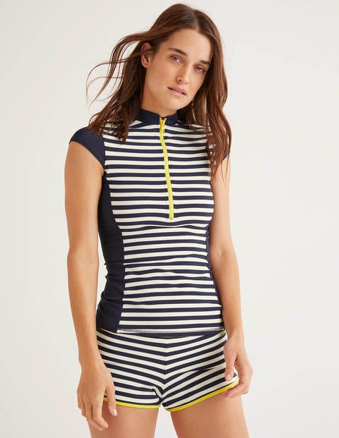 Tilos Short Sleeve Rash Vest - Navy/Ivory Stripe Tilos Short Sleeve Rash Vest - Navy/Ivory Stripe