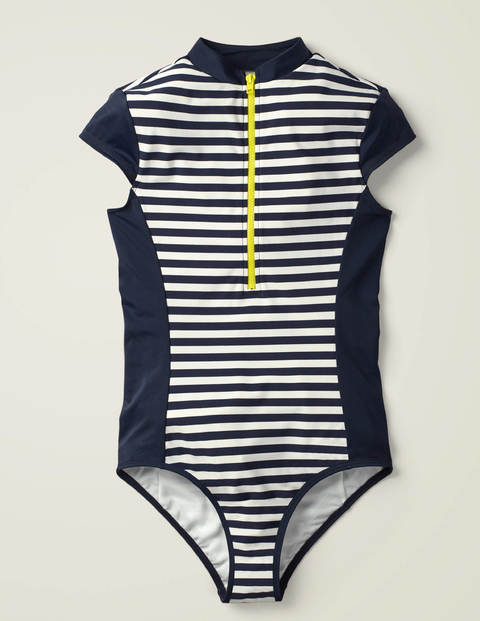 Leros Zip Up Swimsuit - Navy/Ivory Stripe Leros Zip Up Swimsuit - Navy/Ivory Stripe