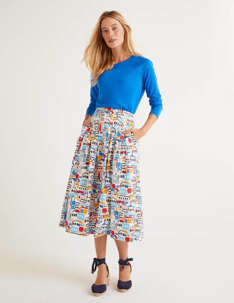 Theodora Pleated Skirt - Ivory, Sea View Theodora Pleated Skirt - Ivory, Sea View