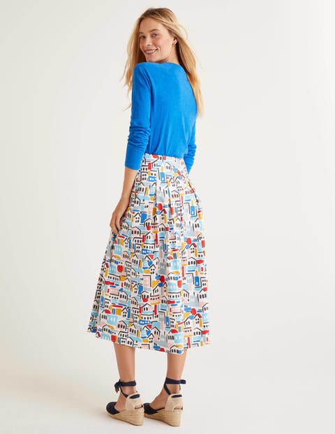 Theodora Pleated Skirt - Ivory, Sea View Theodora Pleated Skirt - Ivory, Sea View