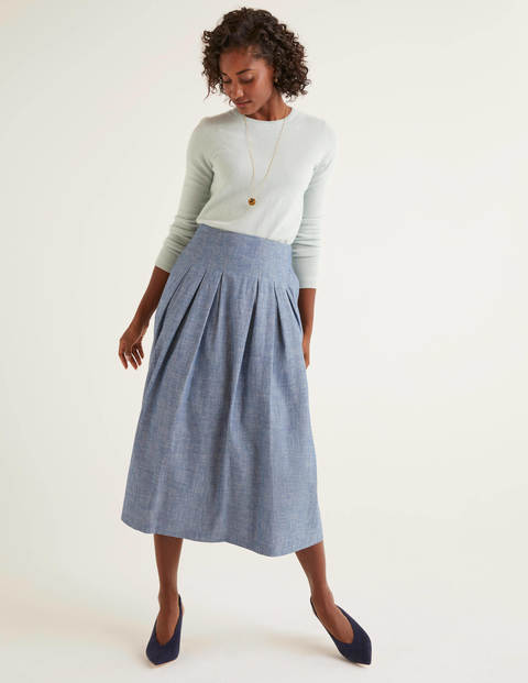 Theodora Pleated Skirt - Chambray Theodora Pleated Skirt - Chambray