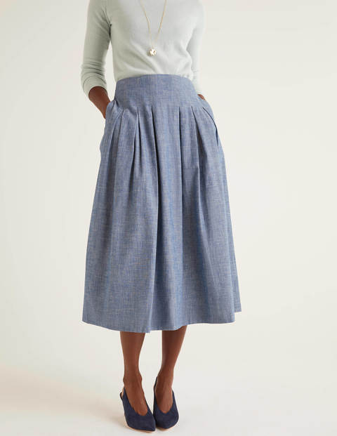 Theodora Pleated Skirt - Chambray Theodora Pleated Skirt - Chambray