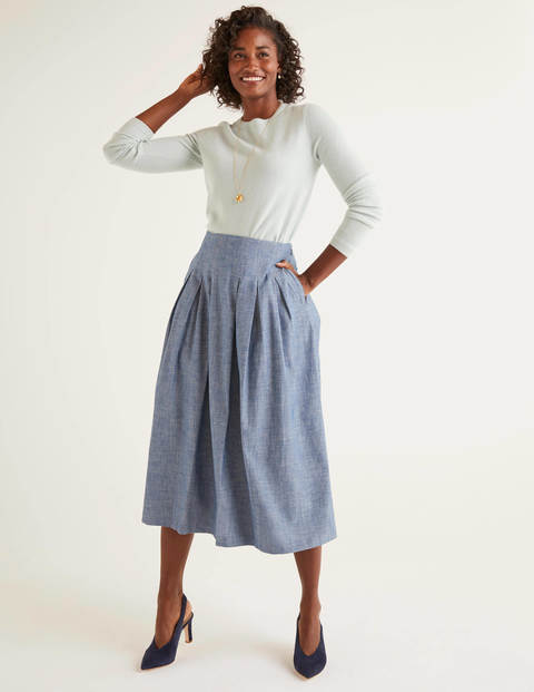 Theodora Pleated Skirt - Chambray Theodora Pleated Skirt - Chambray