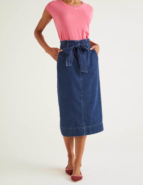 black paperbag denim skirt