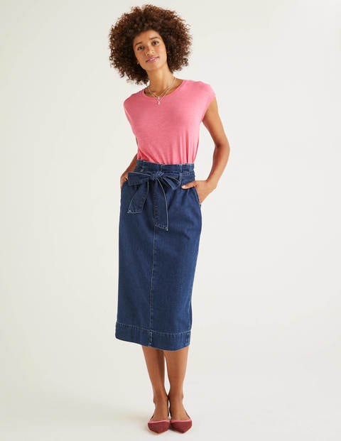 Cara Paperbag-Jeansrock - Mittleres Vintageblau Cara Paperbag-Jeansrock - Mittleres Vintageblau