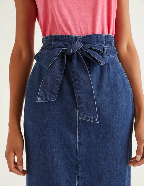 Cara Paperbag-Jeansrock - Mittleres Vintageblau Cara Paperbag-Jeansrock - Mittleres Vintageblau