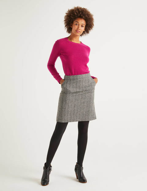 British Tweed Mini Skirt - Grey Herringbone British Tweed Mini Skirt - Grey Herringbone