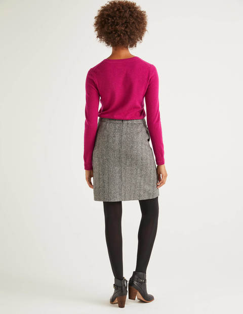 British Tweed Mini Skirt - Grey Herringbone British Tweed Mini Skirt - Grey Herringbone