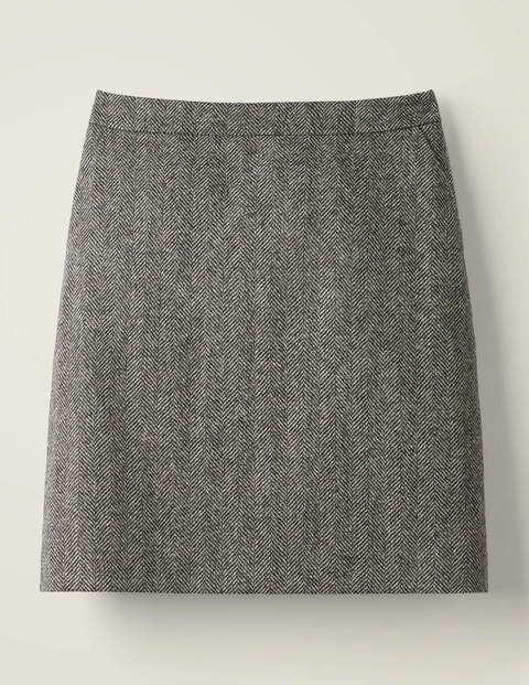 British Tweed Mini Skirt - Grey Herringbone British Tweed Mini Skirt - Grey Herringbone