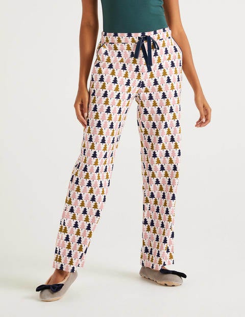 Bas de pyjama confortable Vanessa - Ivoire, motif arbres géométrique Bas de pyjama confortable Vanessa - Ivoire, motif arbres géométrique