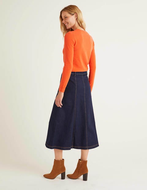 Mira Denim Midi Skirt - Dark Denim Mira Denim Midi Skirt - Dark Denim