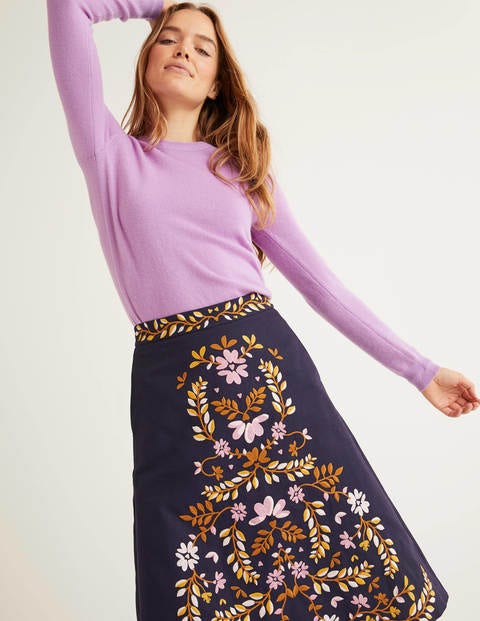 Eyre Embroidered Skirt - Navy Floral Eyre Embroidered Skirt - Navy Floral