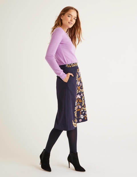 Eyre Embroidered Skirt - Navy Floral Eyre Embroidered Skirt - Navy Floral