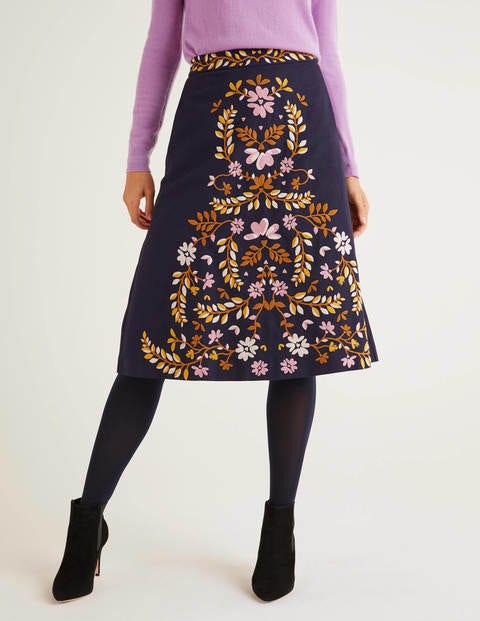Eyre Embroidered Skirt - Navy Floral Eyre Embroidered Skirt - Navy Floral