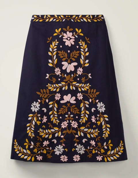 Eyre Embroidered Skirt - Navy Floral Eyre Embroidered Skirt - Navy Floral