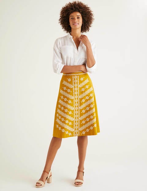 Eyre Embroidered Skirt - Yellow Embroidery Eyre Embroidered Skirt - Yellow Embroidery