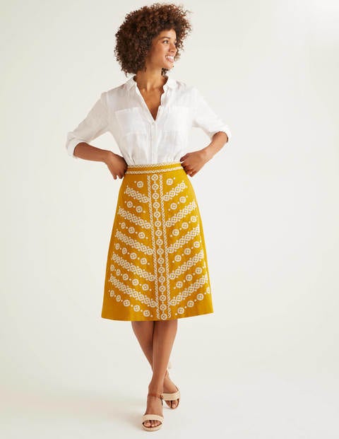 Eyre Embroidered Skirt - Yellow Embroidery Eyre Embroidered Skirt - Yellow Embroidery