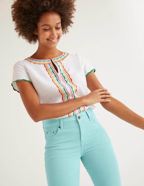 Schmale 7/8-Hose mit geradem Schnitt - Eisblau Schmale 7/8-Hose mit geradem Schnitt - Eisblau