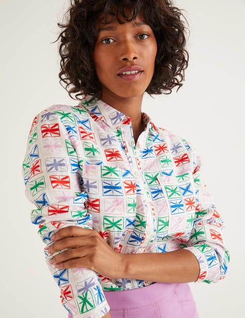 Linen Shirt - Ivory, Flags Linen Shirt - Ivory, Flags