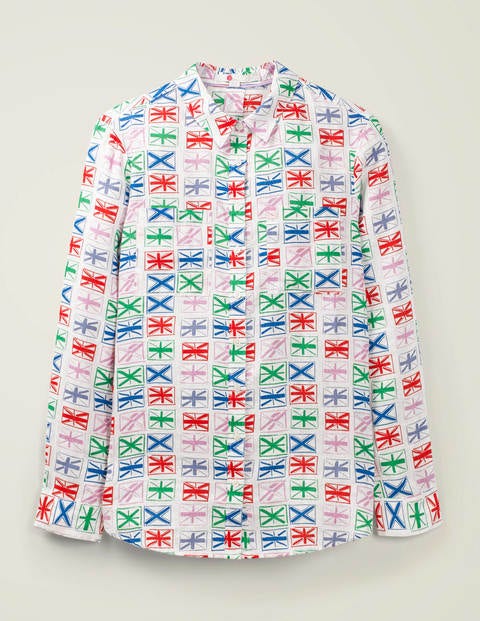 Linen Shirt - Ivory, Flags Linen Shirt - Ivory, Flags