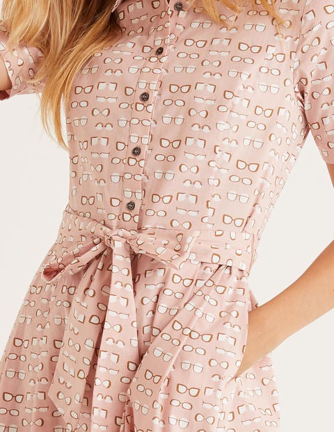 Anastasia Shirt Dress - Chalky Pink, Jungle Palm Anastasia Shirt Dress - Chalky Pink, Jungle Palm