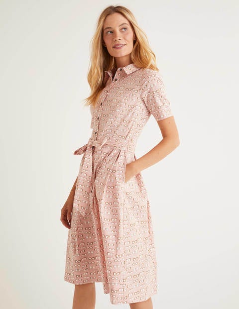 Anastasia Hemdblusenkleid - Kreiderosa, Dschungelpalme Anastasia Hemdblusenkleid - Kreiderosa, Dschungelpalme