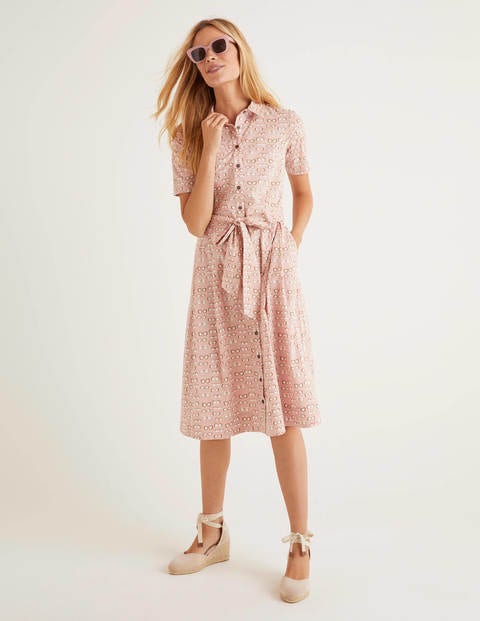 Anastasia Hemdblusenkleid - Kreiderosa, Dschungelpalme Anastasia Hemdblusenkleid - Kreiderosa, Dschungelpalme