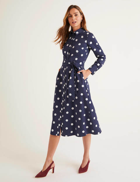 Isodora Midi Shirt Dress - French Navy, Graphic Spot Isodora Midi Shirt Dress - French Navy, Graphic Spot