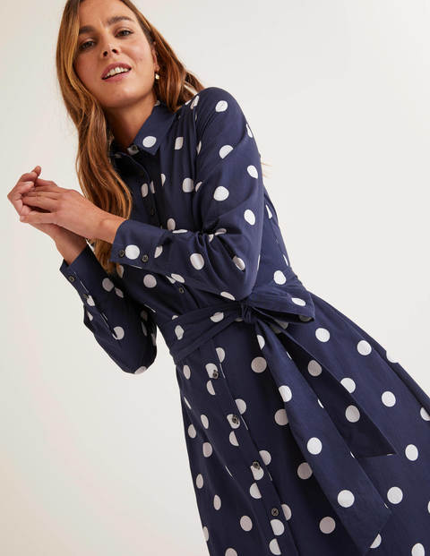Isodora Midi Shirt Dress - French Navy, Graphic Spot Isodora Midi Shirt Dress - French Navy, Graphic Spot