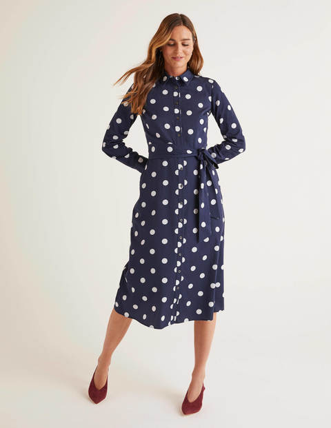 Isodora Midi Shirt Dress - French Navy, Graphic Spot Isodora Midi Shirt Dress - French Navy, Graphic Spot