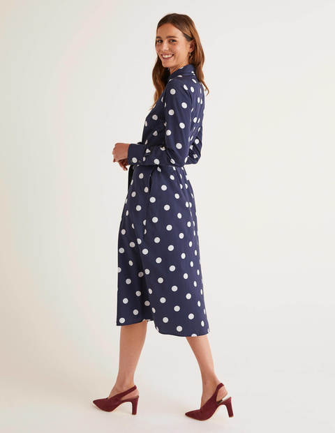 Isodora Midi Shirt Dress - French Navy, Graphic Spot Isodora Midi Shirt Dress - French Navy, Graphic Spot