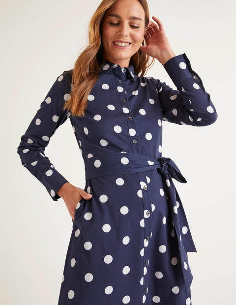 Isodora Midi Shirt Dress - French Navy, Graphic Spot Isodora Midi Shirt Dress - French Navy, Graphic Spot