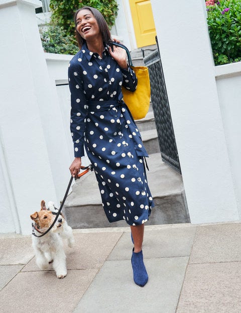 Isodora Midi Shirt Dress - French Navy, Graphic Spot Isodora Midi Shirt Dress - French Navy, Graphic Spot