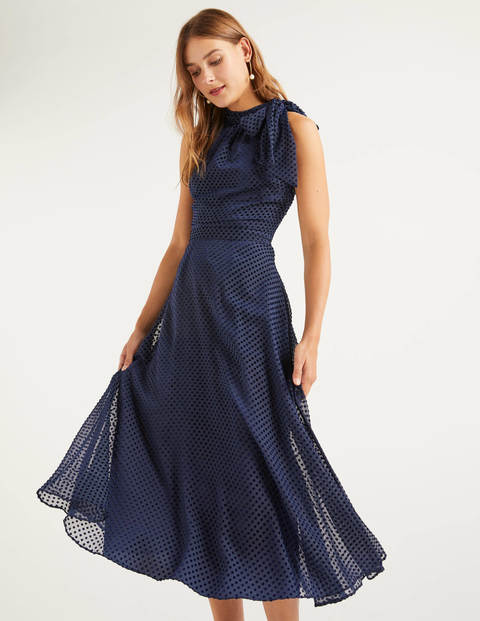Brooke Devore Dress - Navy, Regular Dot Brooke Devore Dress - Navy, Regular Dot