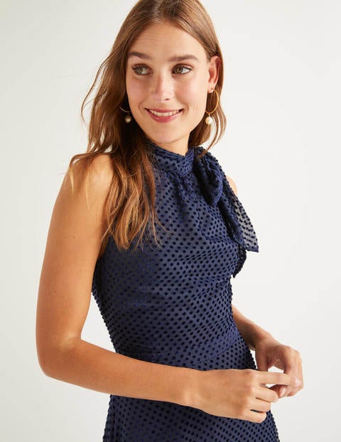 Brooke Devore Dress - Navy, Regular Dot Brooke Devore Dress - Navy, Regular Dot