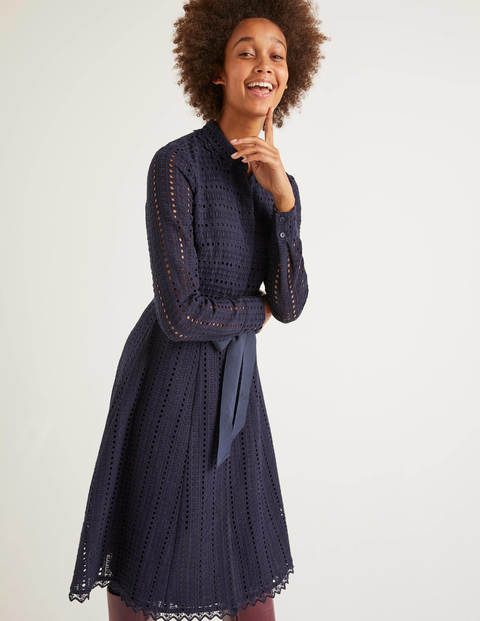 Macie Lace Shirt Dress - Navy Macie Lace Shirt Dress - Navy
