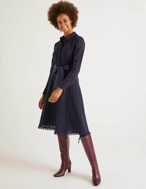 Macie Lace Shirt Dress - Navy Macie Lace Shirt Dress - Navy