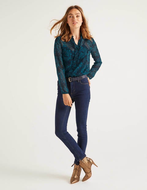 Lavinia Silk Blouse - Navy, Marbled Dreams Lavinia Silk Blouse - Navy, Marbled Dreams